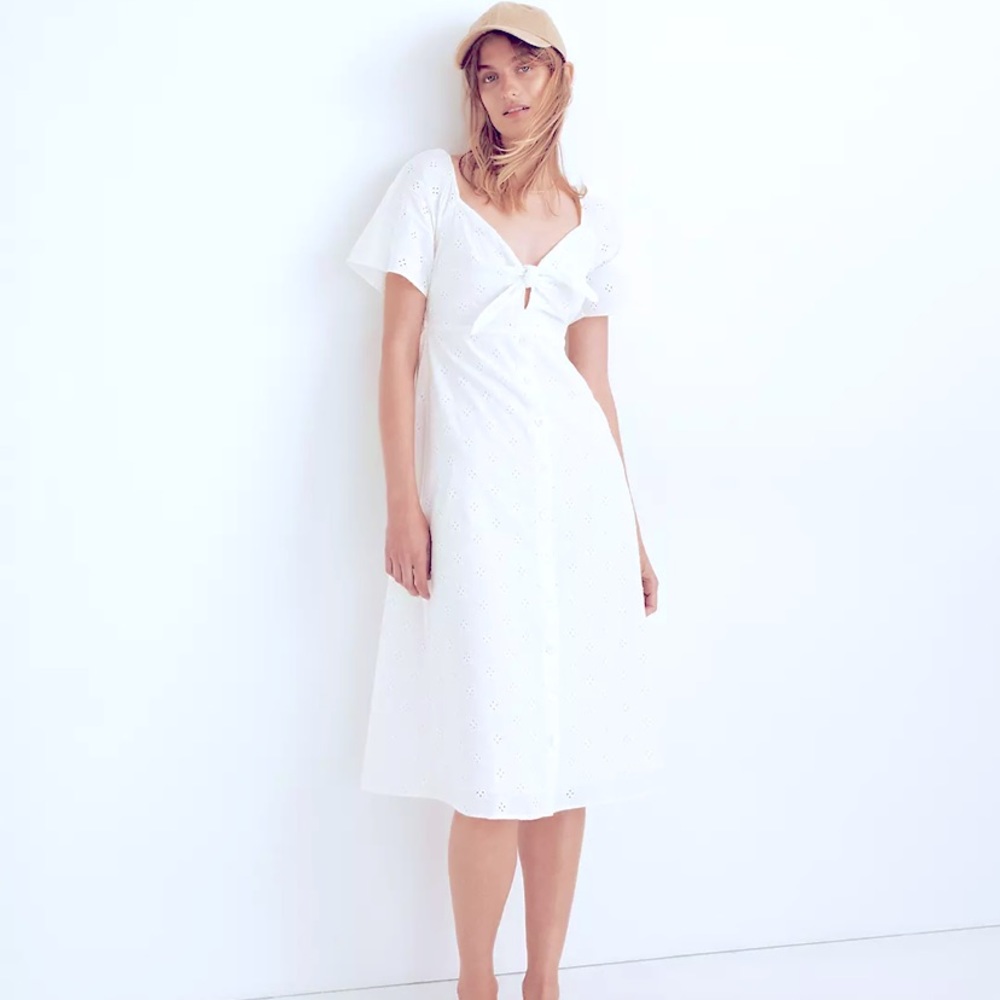 Madewell front tie midi dress